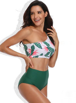 Sexy One Shoulder High Waisted Tankini