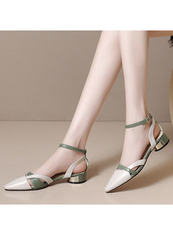 Color Blocked Openwork Pointed Toe Sandals
