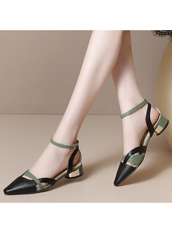 Color Blocked Openwork Pointed Toe Sandals