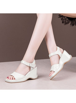 Casual Square Toe Velcro Wedge Sandals