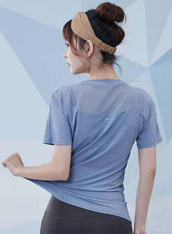 Brief Mesh Patchwork Yoga T-shirt