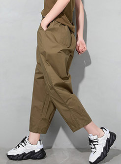 Plus Size Casual High Waisted Straight Pants