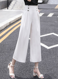 Brief Casual High Waisted White Palazzo Pants