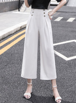 Brief Casual High Waisted White Palazzo Pants