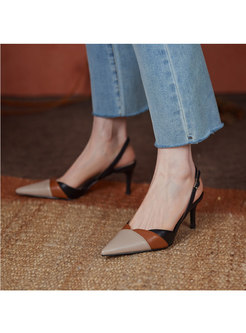 Color-blocked Pointed Toe Slingback Heels