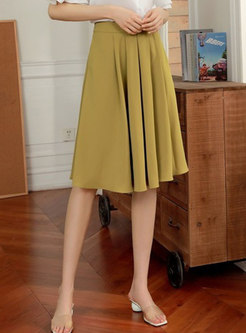 Brief High Waisted Yellow Midi Skirt