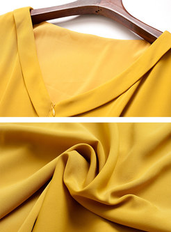 Yellow Short Sleeve Bodycon Cocktail Dress