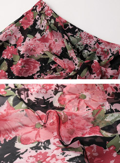 Floral Wrap Irregular Slim Skirt