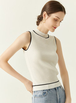 Color Blocked Sleeveless Knitted Tank Top
