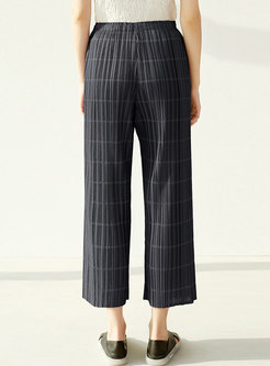 Casual High Waisted Pleated Wide Leg Pants
