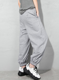 Casual High Waisted Drawstring Ripped Joggers
