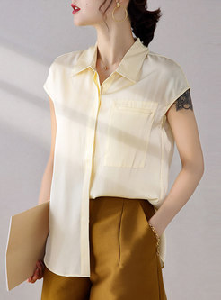 Yellow Sleeveless Single-breasted Silk Blouse