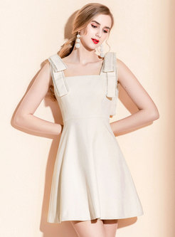 Apricot Sequin Bowknot Mini Dress