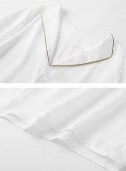White Flare Sleeve Pullover Blouse