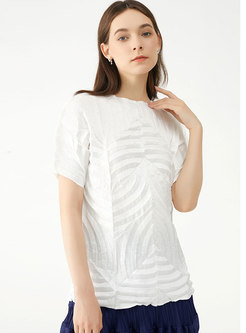 Casual Pullover Short Sleeve Pleated T-shirt
