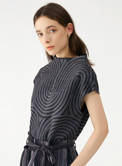 Black Cap Sleeve Embroidered Loose T-shirt