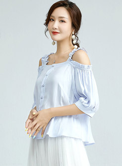 Off-the-shoulder Pullover Ruffle Chiffon Blouse