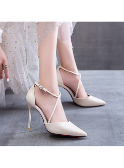 Chic Pointed Toe Ankle Strap Stiletto Heels