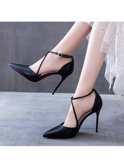 Chic Pointed Toe Ankle Strap Stiletto Heels