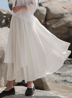 Vintage Solid Layer Maxi Skirt