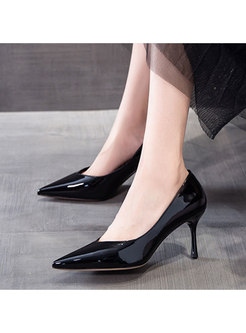 Solid Patent Leather High Heels