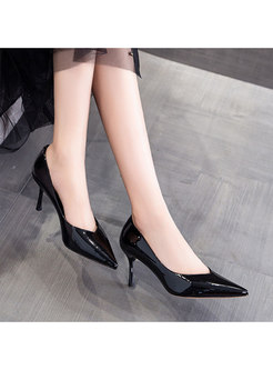 Solid Patent Leather High Heels
