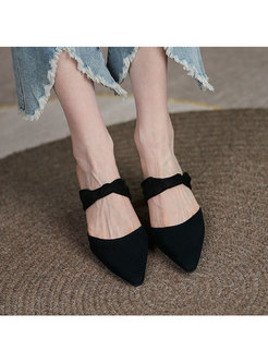 Chic Pointed Toe Block Heel Summer Slippers