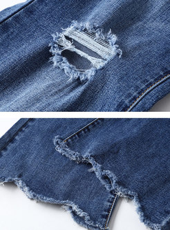 Blue Vintage Ripped Bell Bottom Jeans