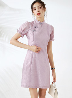 Mandarin Collar Lace Improved Cheongsam Dress