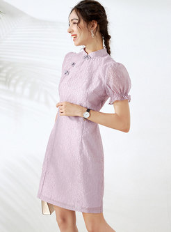 Mandarin Collar Lace Improved Cheongsam Dress