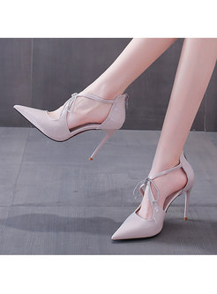 Pointed Toe Patent Leather Strappy Stiletto Heels