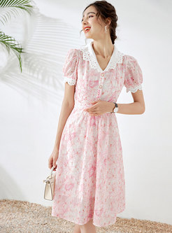 Cute Openwork Embroidered Chic Skater Dress
