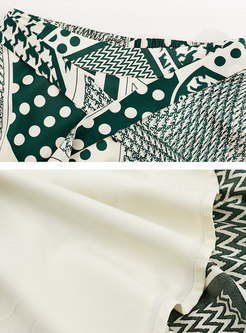 Geometric Print Wrap Soft Midi Skirt