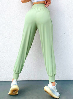 Solid High Waisted Pocket Quick-dry Joggers