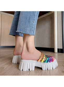 Stylish Rounded Toe Platform Slippers