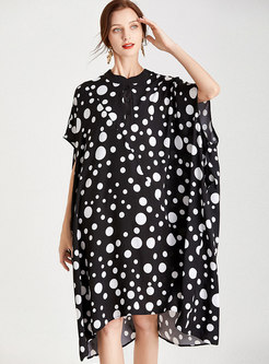 Plus Size Polka Dot Shift Dress With Pockets
