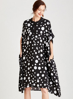 Plus Size Polka Dot Shift Dress With Pockets