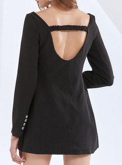 Black Cut Out Front Backless Mini Dress