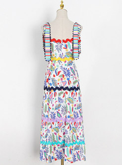 Chic Multi Print Strappy Tiered Dress