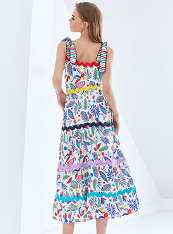 Chic Multi Print Strappy Tiered Dress