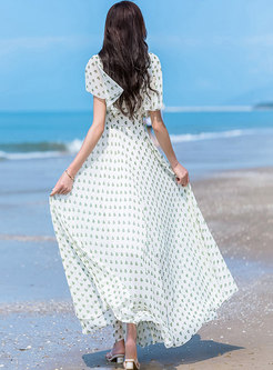 Sweet Heart Print Short Sleeve Beach Dress