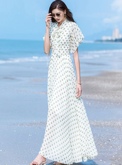 Sweet Heart Print Short Sleeve Beach Dress