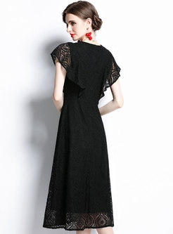 Elegant Batwing Sleeve Lace A Line Cocktail Dress