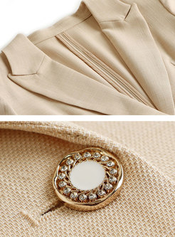 Chic Solid 3/4 Sleeve Linen Blazer