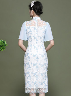 Vintage Embroidered Patchwork Cheongsam Dress