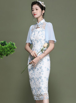 Vintage Embroidered Patchwork Cheongsam Dress