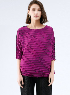 Casual Half Sleeve Pullover Ruched T-shirt