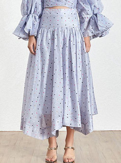 Elegant Dot High Waisted Irregular Skirt