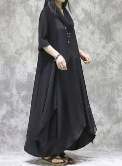 Plus Size Half Sleeve Asymmetric Long Kimono
