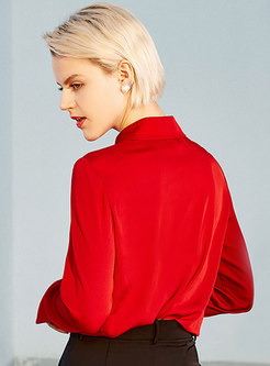 Vintage Red Long Sleeve Silk Shirt